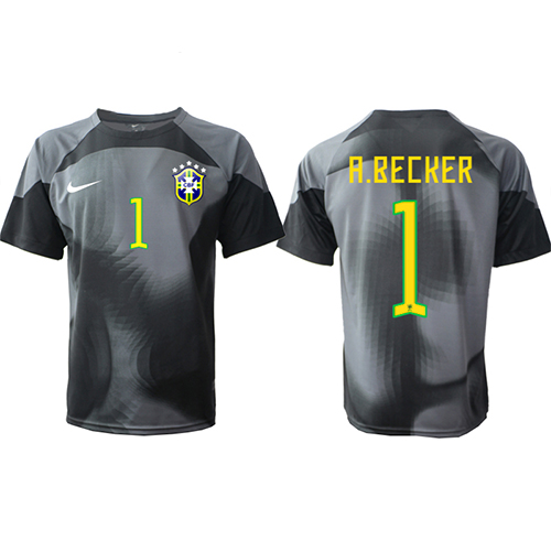 Brazil Alisson Becker #1 Goalkeeper Replica Home Shirt World Cup 2022 Short Sleeve